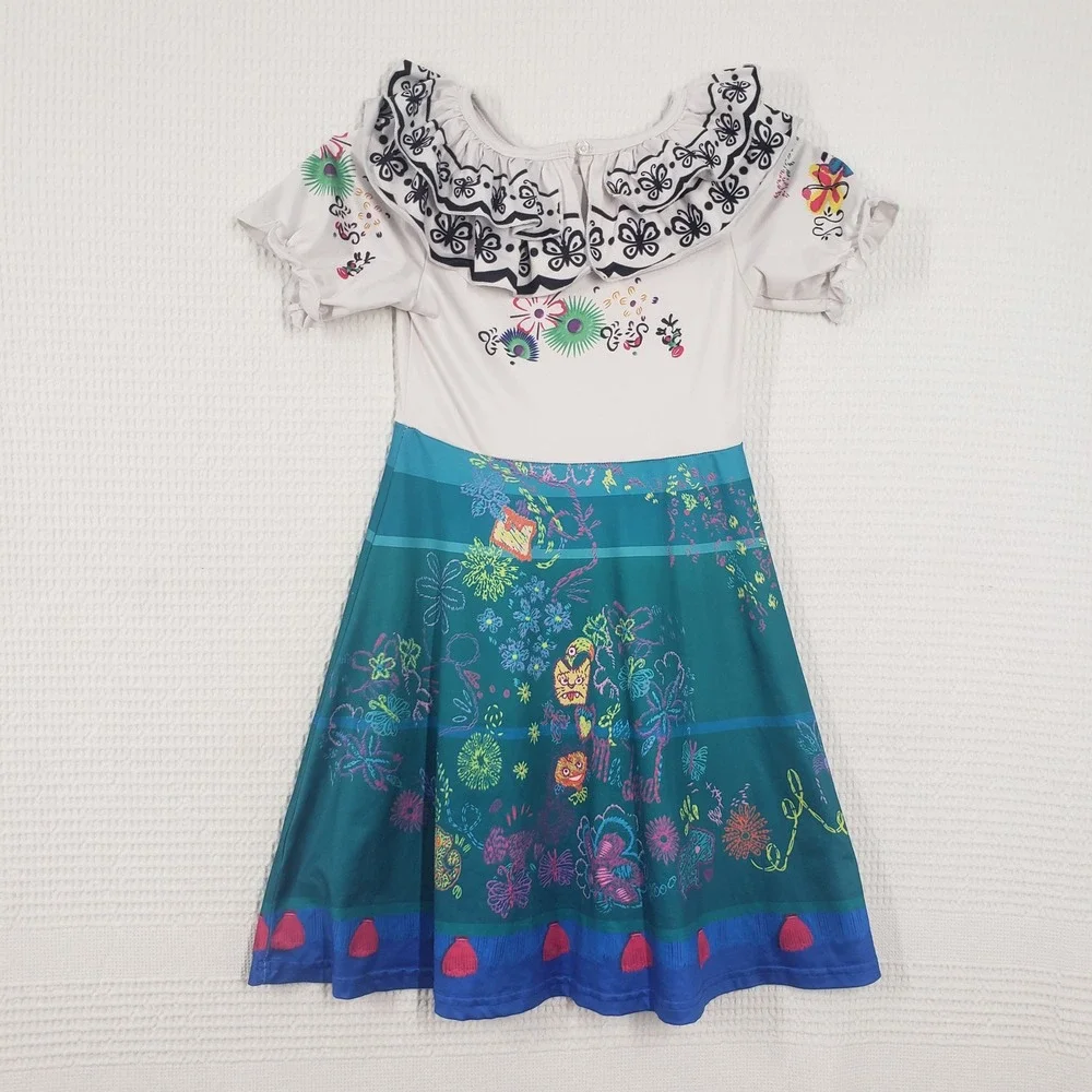 Disney Encanto Mirabel Costume Dress Kids 7/8 White Cosplay Dress Up Halloween - Picture 4 of 17